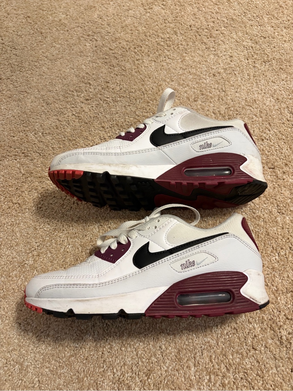 Nike White Black Maroon Air Max Sneakers
